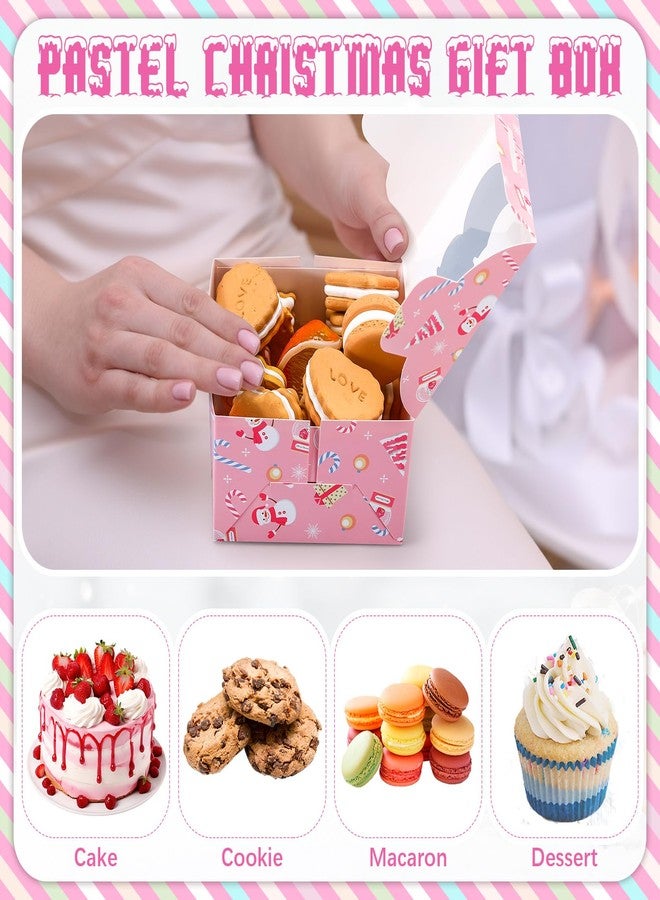 ForraFun 120 Pcs Cookie Christmas Boxes for Gift Giving Pink Christmas Treat Boxes with Window 12 Design for Bakery Pastry Dessert Cupcakes Brownies Snacks Macaron Candy Party Favor - Image 3